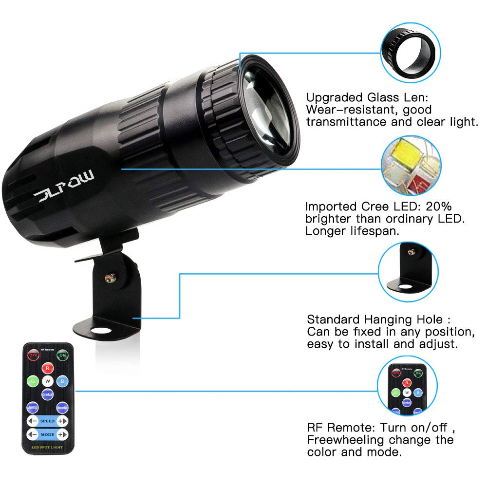 Pinspot Light with Remote, JLPOW Super Bright Mirror Ball